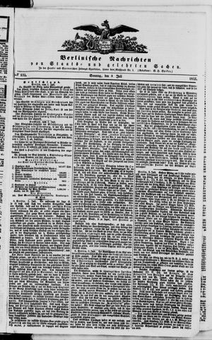 Berlinische Nachrichten von Staats- und gelehrten Sachen on Jul 3, 1853