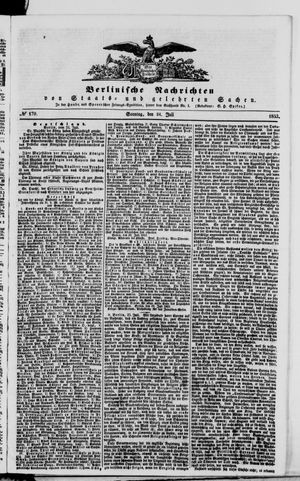 Berlinische Nachrichten von Staats- und gelehrten Sachen on Jul 24, 1853