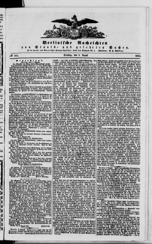 Berlinische Nachrichten von Staats- und gelehrten Sachen on Aug 9, 1853