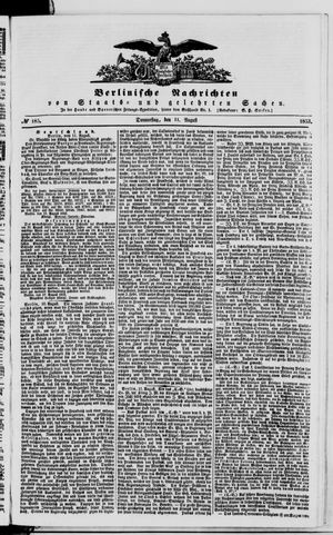 Berlinische Nachrichten von Staats- und gelehrten Sachen on Aug 11, 1853
