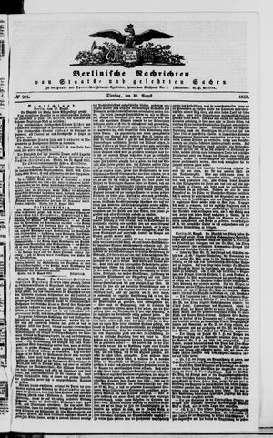 Berlinische Nachrichten von Staats- und gelehrten Sachen vom 30.08.1853