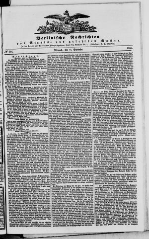 Berlinische Nachrichten von Staats- und gelehrten Sachen vom 14.09.1853