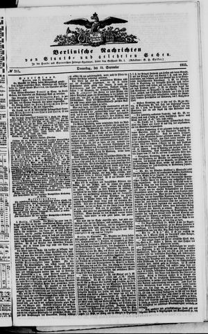 Berlinische Nachrichten von Staats- und gelehrten Sachen vom 15.09.1853