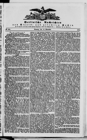 Berlinische Nachrichten von Staats- und gelehrten Sachen vom 18.09.1853