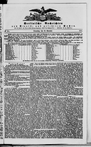 Berlinische Nachrichten von Staats- und gelehrten Sachen vom 22.09.1853