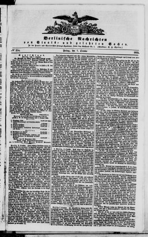 Berlinische Nachrichten von Staats- und gelehrten Sachen vom 07.10.1853