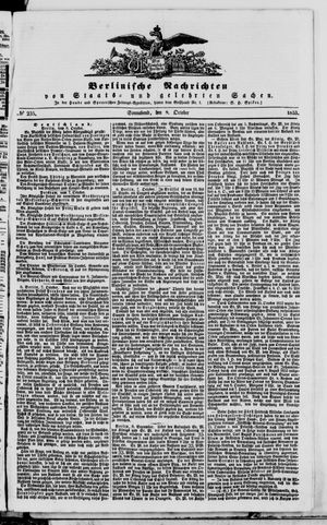 Berlinische Nachrichten von Staats- und gelehrten Sachen vom 08.10.1853