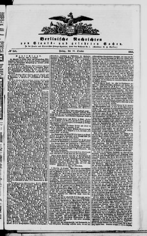 Berlinische Nachrichten von Staats- und gelehrten Sachen vom 14.10.1853