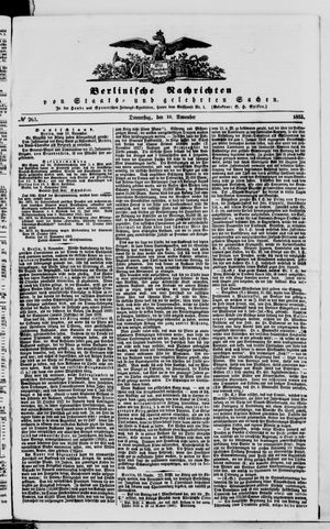 Berlinische Nachrichten von Staats- und gelehrten Sachen vom 10.11.1853