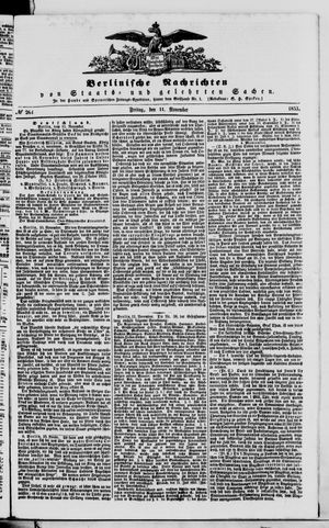 Berlinische Nachrichten von Staats- und gelehrten Sachen vom 11.11.1853
