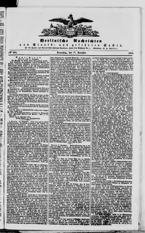 Berlinische Nachrichten von Staats- und gelehrten Sachen on Nov 17, 1853