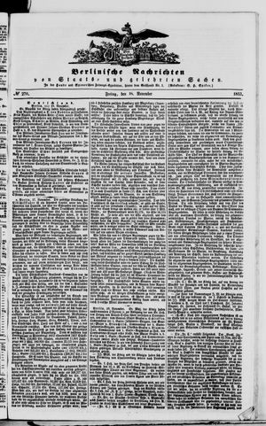 Berlinische Nachrichten von Staats- und gelehrten Sachen vom 18.11.1853