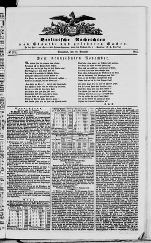 Berlinische Nachrichten von Staats- und gelehrten Sachen vom 19.11.1853