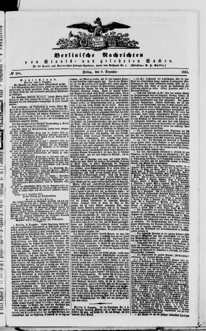 Berlinische Nachrichten von Staats- und gelehrten Sachen vom 09.12.1853