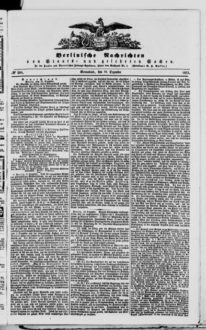 Berlinische Nachrichten von Staats- und gelehrten Sachen vom 10.12.1853