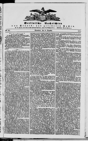 Berlinische Nachrichten von Staats- und gelehrten Sachen vom 24.12.1853