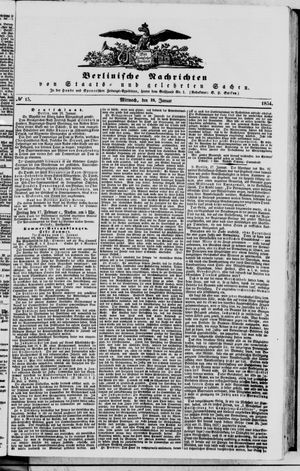 Berlinische Nachrichten von Staats- und gelehrten Sachen on Jan 18, 1854