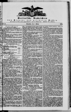 Berlinische Nachrichten von Staats- und gelehrten Sachen vom 04.02.1854