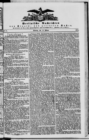 Berlinische Nachrichten von Staats- und gelehrten Sachen vom 12.02.1854