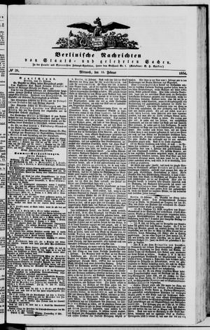 Berlinische Nachrichten von Staats- und gelehrten Sachen vom 15.02.1854