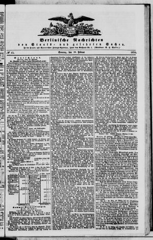 Berlinische Nachrichten von Staats- und gelehrten Sachen vom 19.02.1854