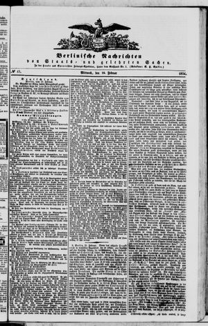 Berlinische Nachrichten von Staats- und gelehrten Sachen vom 22.02.1854