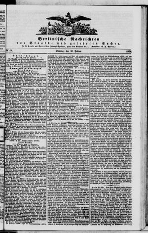 Berlinische Nachrichten von Staats- und gelehrten Sachen vom 26.02.1854