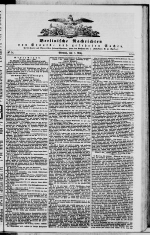 Berlinische Nachrichten von Staats- und gelehrten Sachen vom 01.03.1854