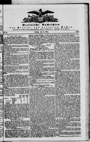 Berlinische Nachrichten von Staats- und gelehrten Sachen vom 21.03.1854