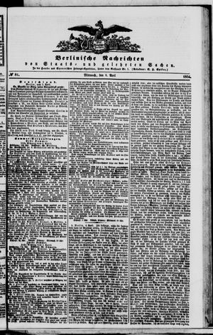 Berlinische Nachrichten von Staats- und gelehrten Sachen vom 05.04.1854