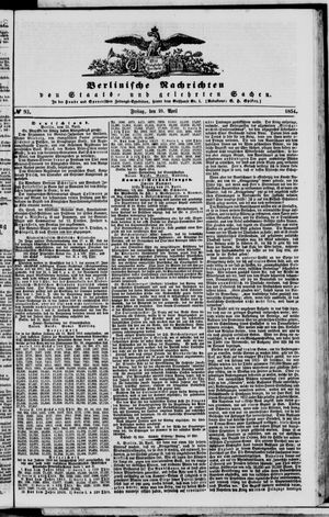 Berlinische Nachrichten von Staats- und gelehrten Sachen vom 21.04.1854