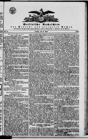 Berlinische Nachrichten von Staats- und gelehrten Sachen vom 25.04.1854
