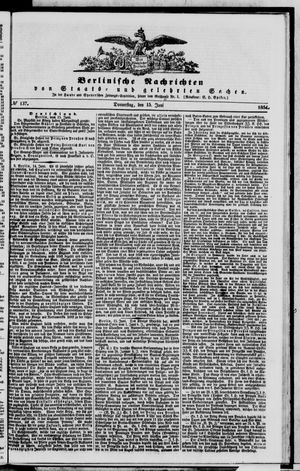 Berlinische Nachrichten von Staats- und gelehrten Sachen vom 15.06.1854
