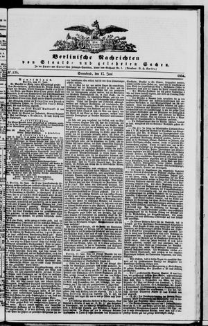 Berlinische Nachrichten von Staats- und gelehrten Sachen vom 17.06.1854
