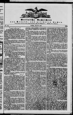 Berlinische Nachrichten von Staats- und gelehrten Sachen on Jun 20, 1854