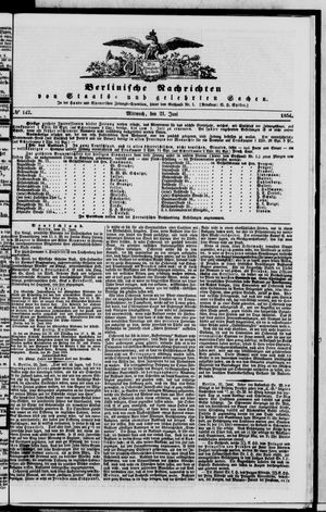 Berlinische Nachrichten von Staats- und gelehrten Sachen vom 21.06.1854