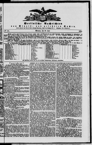 Berlinische Nachrichten von Staats- und gelehrten Sachen vom 28.06.1854