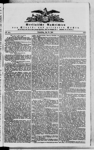 Berlinische Nachrichten von Staats- und gelehrten Sachen vom 13.07.1854