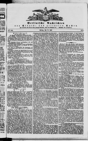 Berlinische Nachrichten von Staats- und gelehrten Sachen vom 14.07.1854