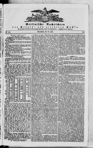 Berlinische Nachrichten von Staats- und gelehrten Sachen vom 15.07.1854