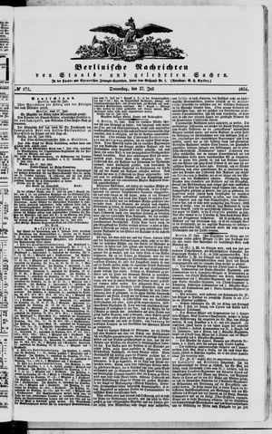 Berlinische Nachrichten von Staats- und gelehrten Sachen vom 27.07.1854