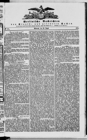 Berlinische Nachrichten von Staats- und gelehrten Sachen vom 23.08.1854