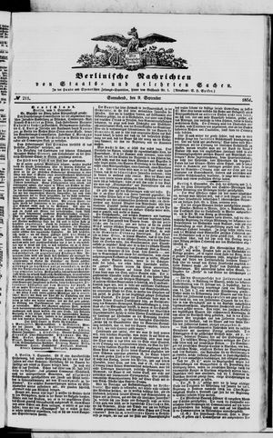 Berlinische Nachrichten von Staats- und gelehrten Sachen on Sep 9, 1854