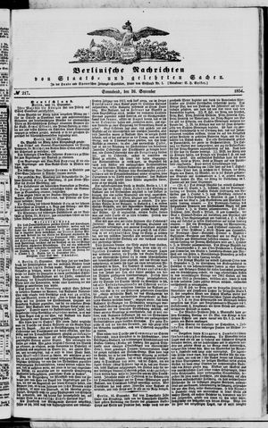 Berlinische Nachrichten von Staats- und gelehrten Sachen vom 16.09.1854