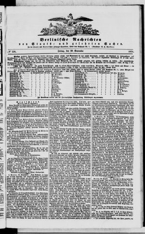 Berlinische Nachrichten von Staats- und gelehrten Sachen vom 29.09.1854
