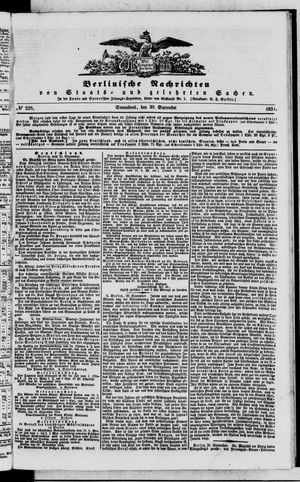 Berlinische Nachrichten von Staats- und gelehrten Sachen vom 30.09.1854