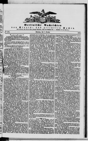 Berlinische Nachrichten von Staats- und gelehrten Sachen vom 01.10.1854