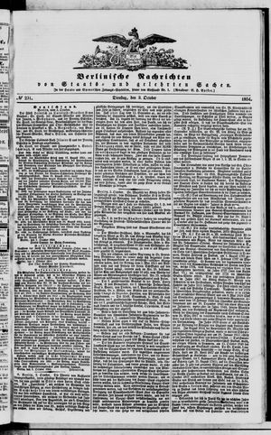 Berlinische Nachrichten von Staats- und gelehrten Sachen vom 03.10.1854