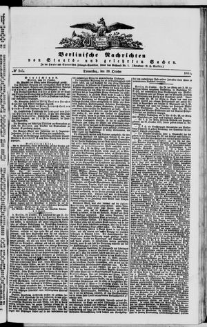 Berlinische Nachrichten von Staats- und gelehrten Sachen vom 19.10.1854
