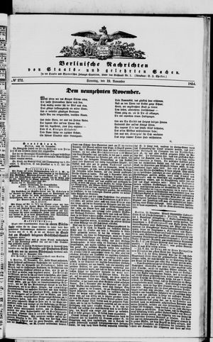 Berlinische Nachrichten von Staats- und gelehrten Sachen on Nov 19, 1854